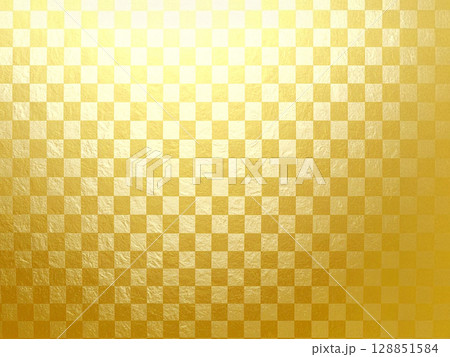 金色の市松模様の背景　AI生成画像 128851584
