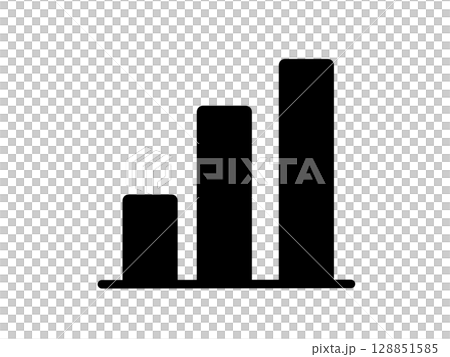 棒グラフアイコン　シンプル　黒 128851585