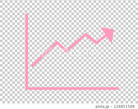 Line graph icon simple pink Line graph icon simple pink 128851589