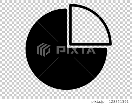 円グラフアイコン　シンプル　黒 128851591