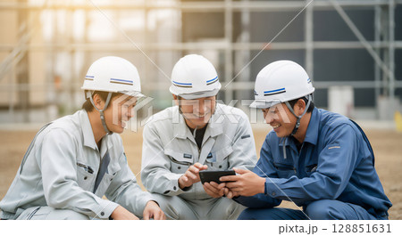 働く男性たちの休憩時間 働く男性たちの休憩時間 128851631