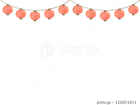 提灯 祭り 水彩 夏 イラスト 提灯 祭り 水彩 夏 イラスト 128851651