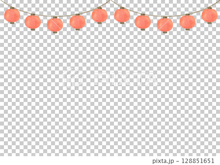 提灯 祭り 水彩 夏 イラスト 提灯 祭り 水彩 夏 イラスト 128851651