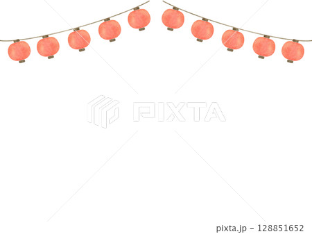 提灯 祭り 水彩 夏 イラスト 提灯 祭り 水彩 夏 イラスト 128851652