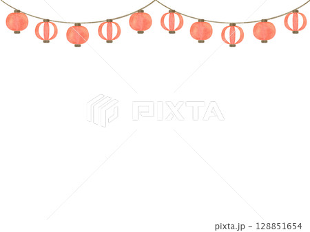 提灯 祭り 水彩 夏 イラスト 提灯 祭り 水彩 夏 イラスト 128851654