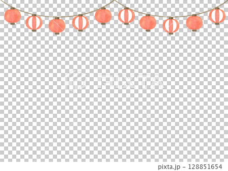 提灯 祭り 水彩 夏 イラスト 提灯 祭り 水彩 夏 イラスト 128851654