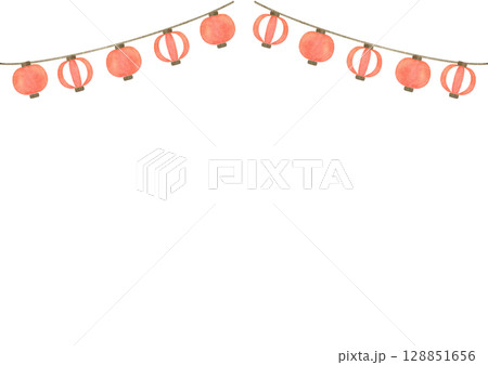 提灯 祭り 水彩 夏 イラスト 提灯 祭り 水彩 夏 イラスト 128851656