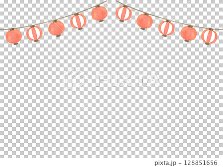 Lantern festival watercolor summer illustration 128851656