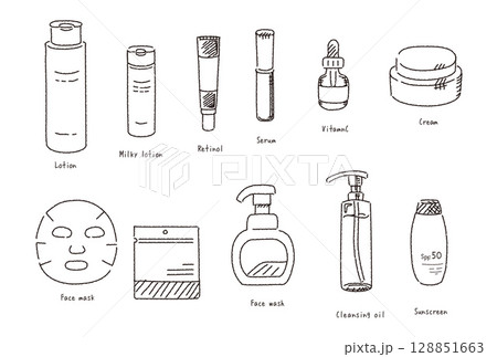 手書き風　スキンケアセット 128851663