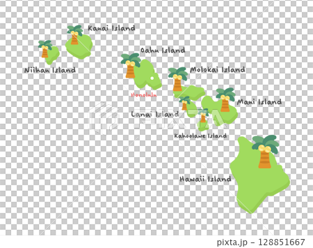 美國夏威夷州地圖（英文）插圖 128851667