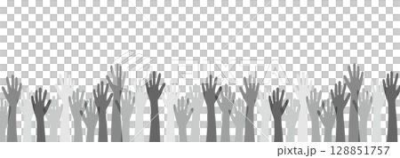 Raise your hand, black and white, monochrome, gray, silhouette, vector 128851757
