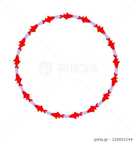 金魚の円形飾り枠イラスト 金魚の円形飾り枠イラスト 128852144