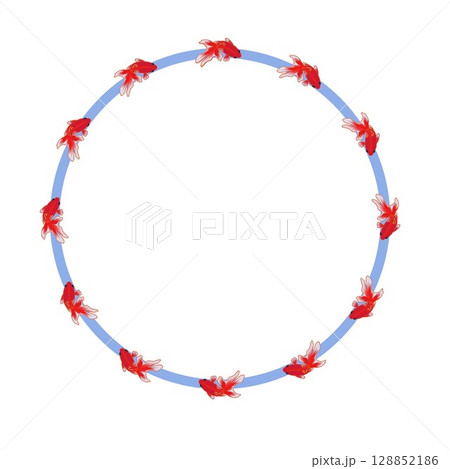 金魚の円形飾り枠イラスト 金魚の円形飾り枠イラスト 128852186