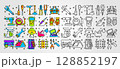 Repair maintenance icon set various colorful icons represent repair tools and services. 128852197