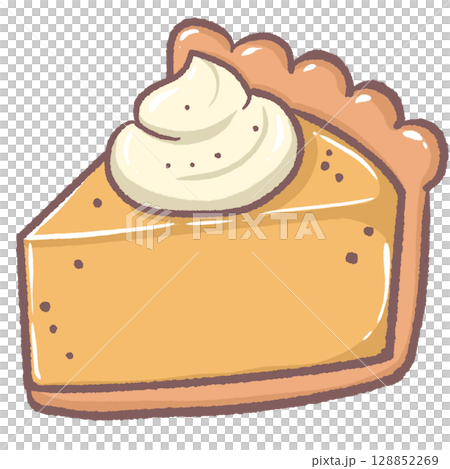 Delicious pumpkin pie with whipped cream topping cozy autumn dessert illustration perfect for Thanksgiving bakery menu seasonal sweet treat fall food art and festive holiday celebration design Delicious pumpkin pie with whipped cream topping cozy autumn dessert illustration perfect for Thanksgiving bakery menu seasonal sweet treat fall food art and festive holiday celebration design 128852269