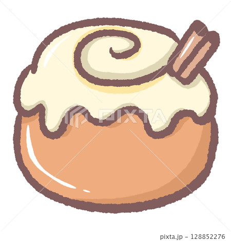 Sweet cinnamon roll pastry with icing swirl cute bakery dessert illustration cozy breakfast food art perfect for cafe menu baking clipart pastry shop design and cozy homemade treat aesthetic theme 128852276