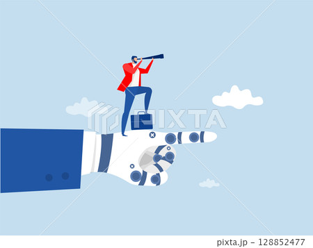 Artificial Intelligence , The Way Forward,hand robot helping businessman make strategy and forecast,vector Artificial Intelligence , The Way Forward,hand robot helping businessman make strategy and forecast,vector 128852477