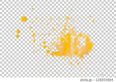 Yellow splash watercolor brush isolated on transparent background 128853664
