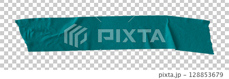 green crumpled torn tape isolated on transparent background 128853679