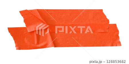 red crumpled torn tape isolated on transparent background 128853682