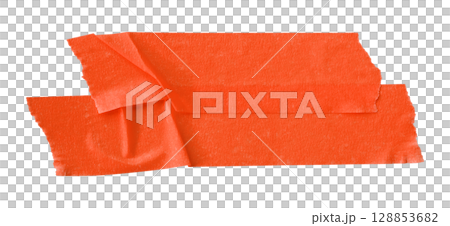 red crumpled torn tape isolated on transparent background 128853682