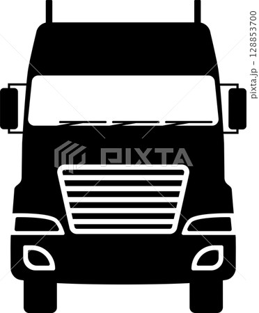 正面から見たトラックの白黒イラスト 128853700