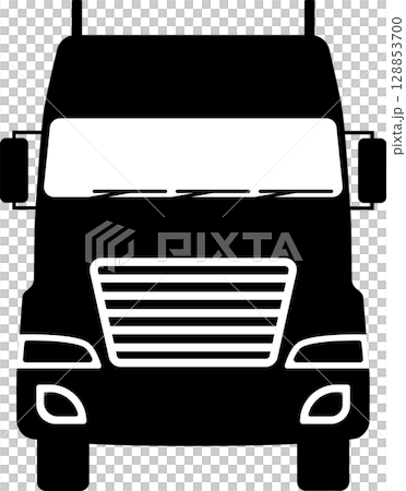 正面から見たトラックの白黒イラスト 128853700