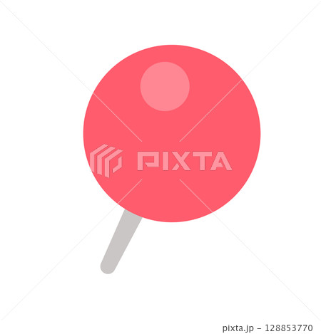 丸い形の赤い押しピン・画鋲･まち針のアイコン - 目印やマーカー、ピン留めのかわいいイラスト素材 128853770