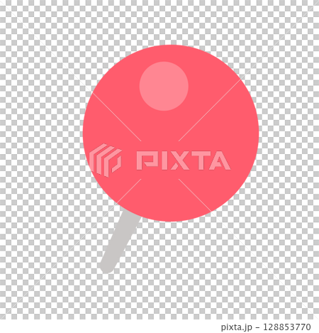 丸い形の赤い押しピン・画鋲･まち針のアイコン - 目印やマーカー、ピン留めのかわいいイラスト素材 128853770