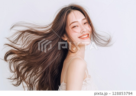 美しい髪の女性「AI生成画像」 128853794