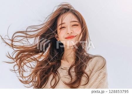 美しい髪の女性「AI生成画像」 128853795