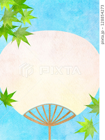 うちわ 祭り 夏 水彩 イラスト うちわ 祭り 夏 水彩 イラスト 128854273