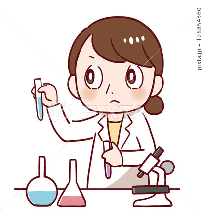 験をしている女性のイラスト / ベクター 128854360