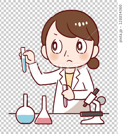 験をしている女性のイラスト / ベクター 128854360
