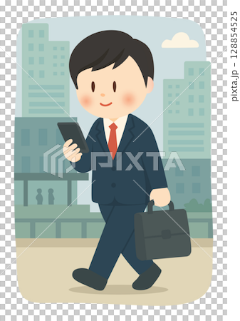 スマホを見ながら歩くビジネスマン 128854525