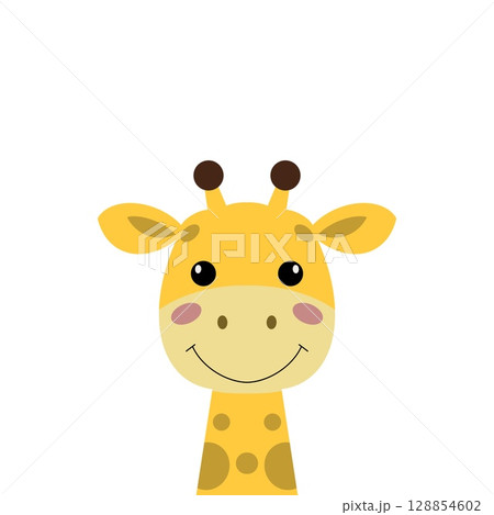 The giraffe transitions from a neutral expression to an engaging smile, showcasing its playful personality in the design.	 128854602