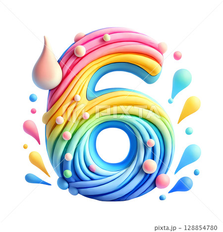 Colorful Number six Colorful Number six 128854780