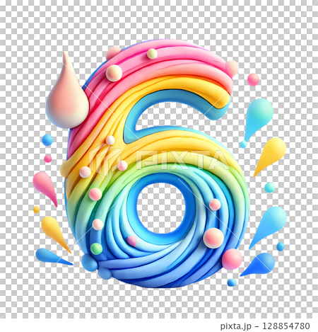 Colorful Number six Colorful Number six 128854780