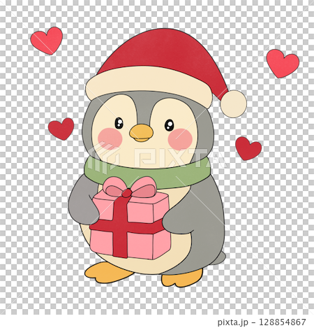 Cute penguin with gift box  128854867