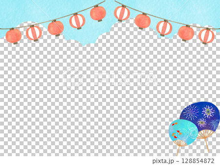提灯　祭り　水彩　夏　イラスト 128854872