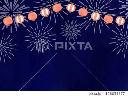 提灯　祭り　水彩　夏　イラスト 128854877