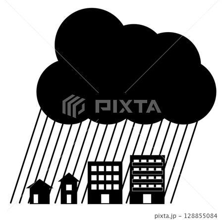街に豪雨が降るシルエットアイコン 街に豪雨が降るシルエットアイコン 128855084