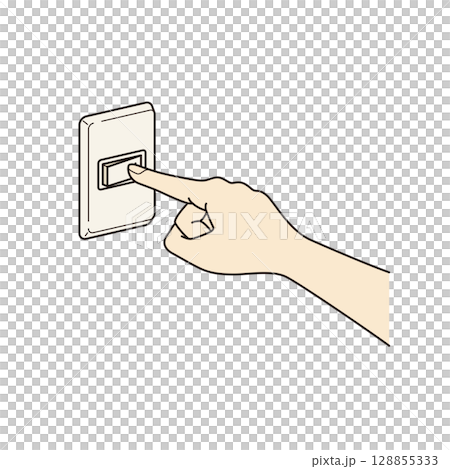 壁の電気スイッチ　ON　イラスト 128855333