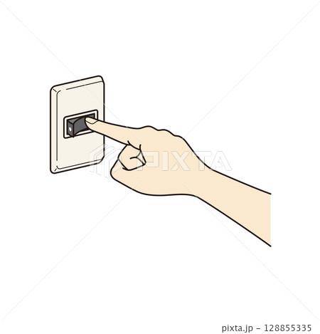 壁の電気スイッチ　ON　イラスト 128855335