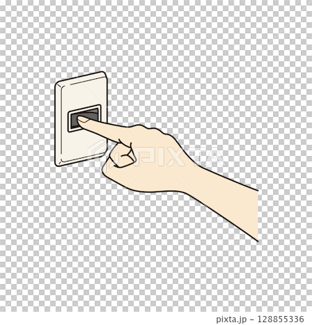 壁の電気スイッチ OFF イラスト 壁の電気スイッチ OFF イラスト 128855336