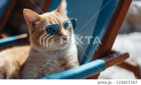 バカンス中の猫 バカンス中の猫 128855387