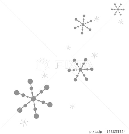 グレーの点と線の雪の結晶のイラスト 128855524
