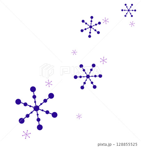 紫色の点と線の雪の結晶のイラスト 紫色の点と線の雪の結晶のイラスト 128855525