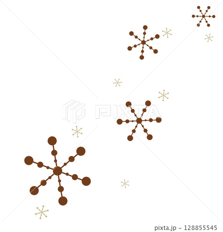 茶色の点と線の雪の結晶のイラスト 128855545
