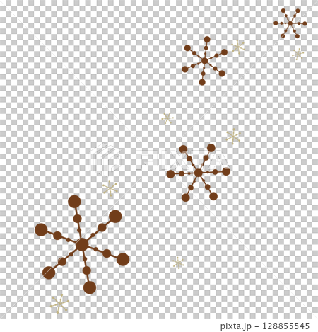 茶色の点と線の雪の結晶のイラスト 128855545